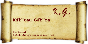 Kátay Géza névjegykártya